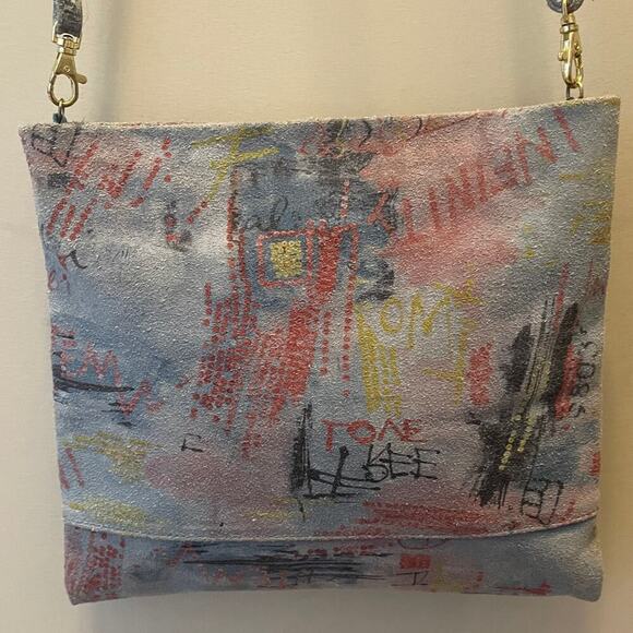 CoFi Genuine Leather Crossbody | Graffiti Print, Y2K Streetwear Detachable Strap - Picture 2 of 9